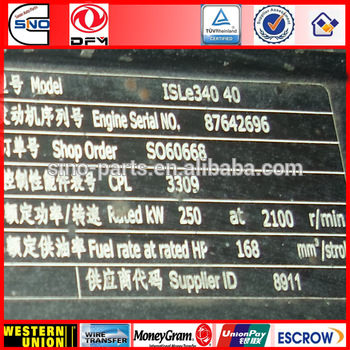 Road Construction Truck Cummins ISLe340-40 Diesel Engine 250KW 2100RMP